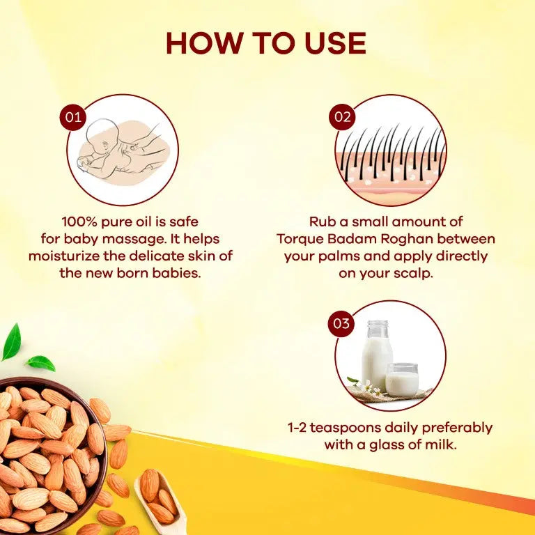 Torque Badam Roghan Oil | 100% Pure, Cold Pressed & Sweet Almond Oil ...